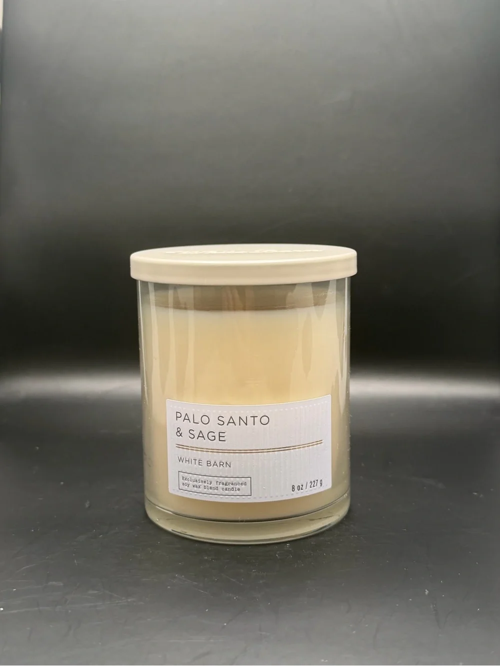 BBW/White Barn Palo Santo & Sage Scented 8 OZ Single-Wick Candle - Cream